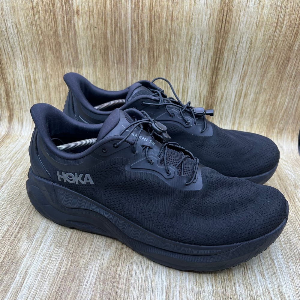 Hoka One One Arahi SR Mens 13 2E Wide Black Slip Resistant Sneakers 1168714 BBLC